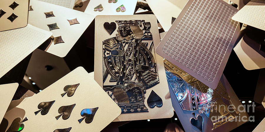 Las Vegas Photograph - Aria Poker Room Metal Cards Sculpture Close 2 to 1 Ratio by Aloha Art