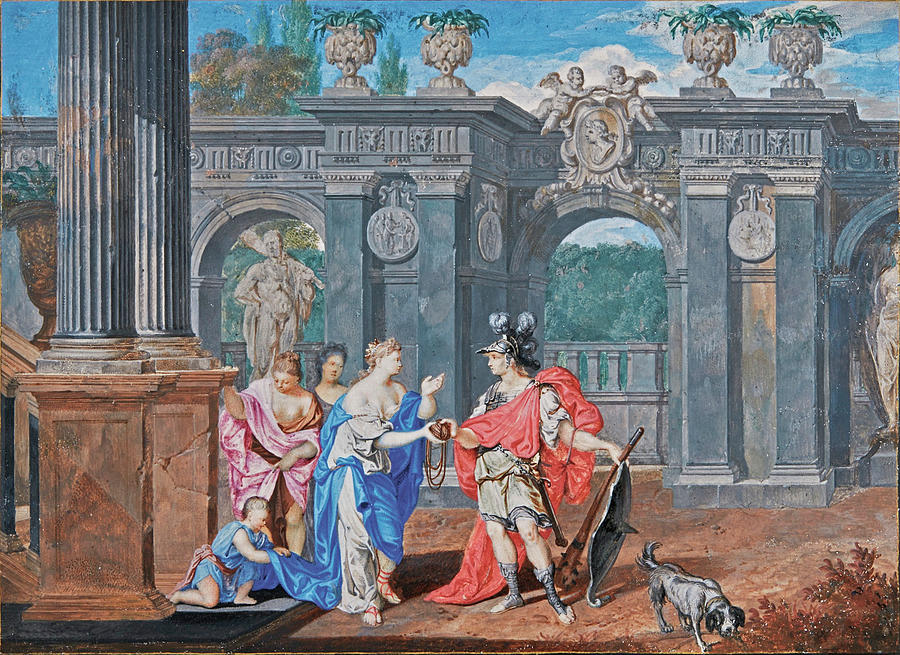 Ariadne giving Theseus a ball of thread Painting by Joseph Werner