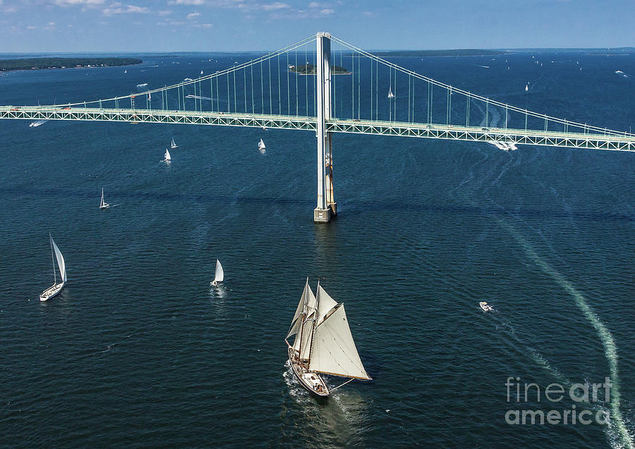 Arial view of Newport Bridge Photograph by JBK Photo Art