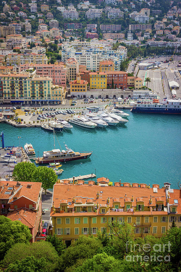 Architecture Photograph - Arial View of Harbor in Nice, France by Liesl Walsh