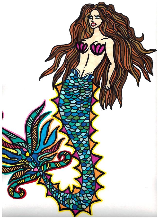 Mermaid Drawing - Ariel by Kayla Roeber.