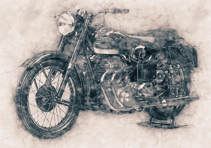 Transportation Mixed Media - Ariel Square Four - 1931 - Vintage Motorcycle Poster - Automotive Art by Studio Grafiikka
