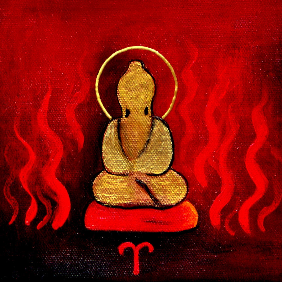 Aries Buddha Painting by Clare Goodwin