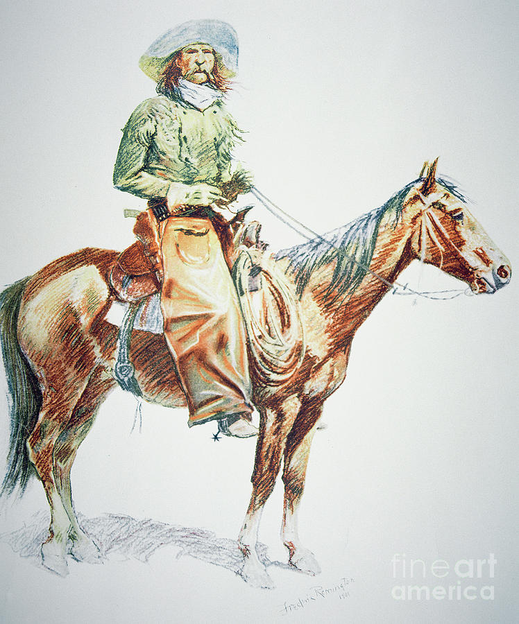 Arizona Cowboy, 1901 Drawing by Frederic Remington