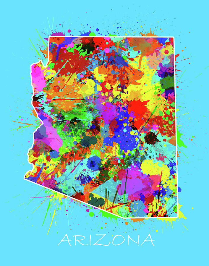 Arizona Map Color Splatter 2 Digital Art