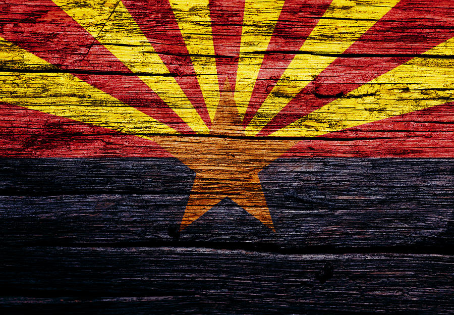 Vintage Mixed Media - Arizona State Flag 2w by Brian Reaves