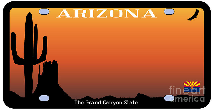 Arizona State License Plate Digital Art by Bigalbaloo Stock - Fine Art ...