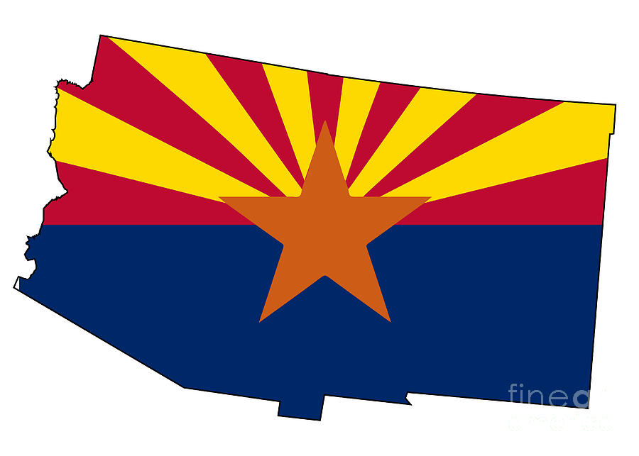 Arizona Map With State Flag Outline