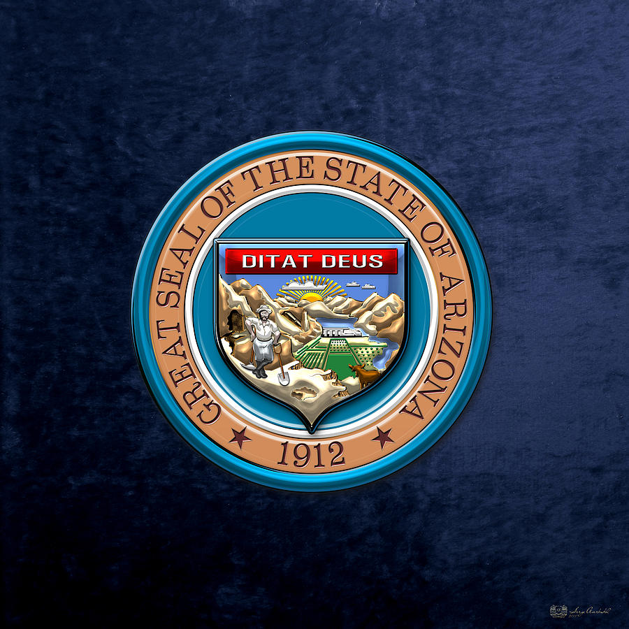 Arizona State Seal over Blue Velvet Digital Art by Serge Averbukh