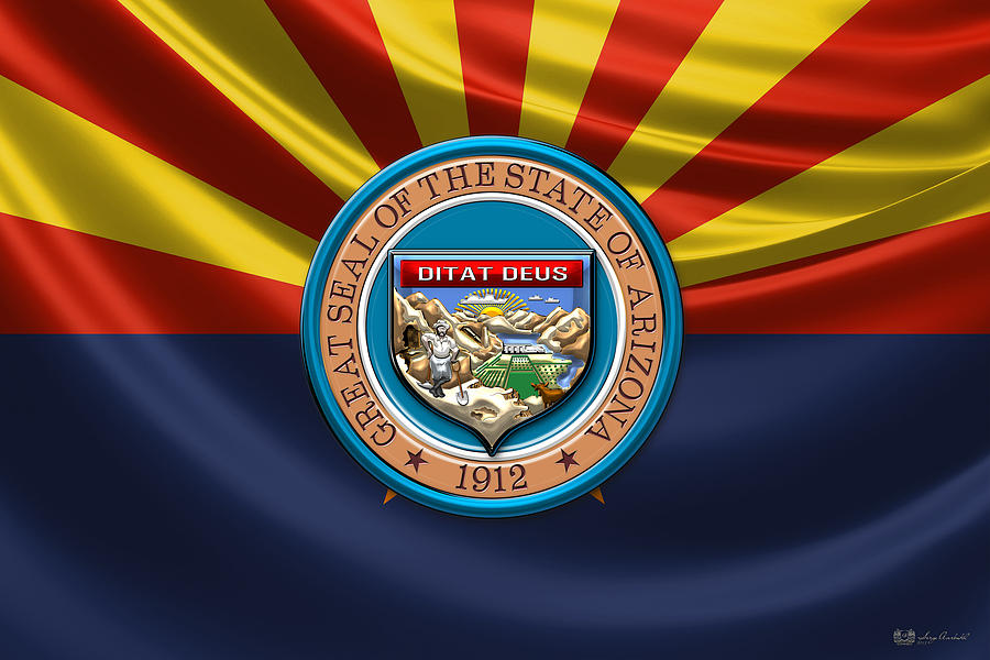 Arizona State Seal over State Flag Digital Art by Serge Averbukh