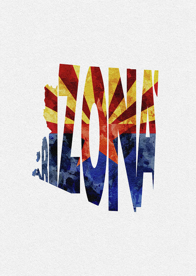 Phoenix Digital Art - Arizona Typographic Map Flag by Inspirowl Design