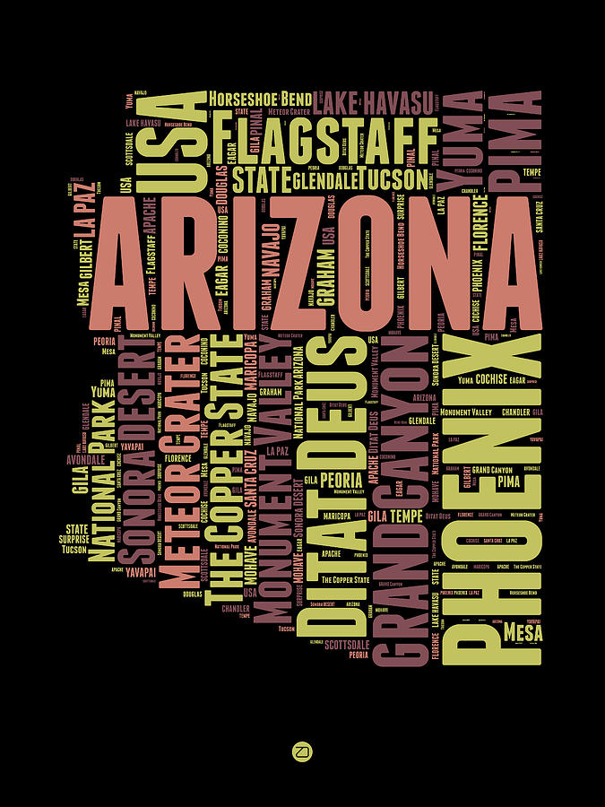 Independence Day Digital Art - Arizona Word Cloud Map 1 by Naxart Studio