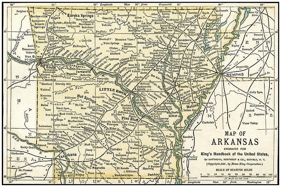 Arkansas Antique Map 1891 Photograph by Phil Cardamone