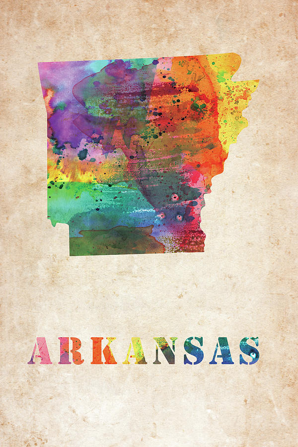 Arkansas Colorful Watercolor Map Digital Art By Mihaela Pater Fine Art America 