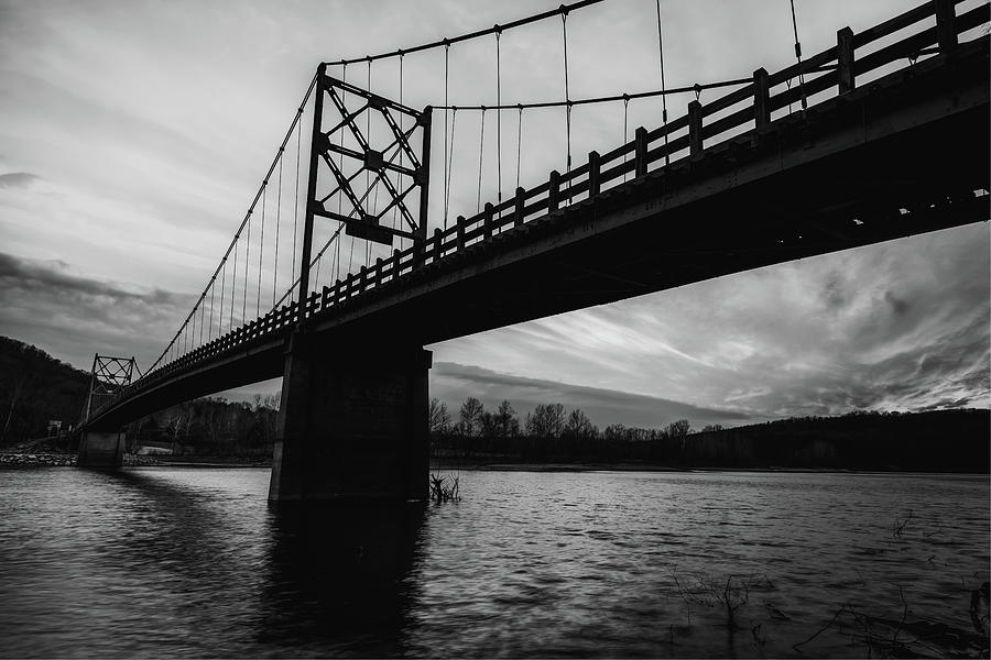 Arkansas Golden Gate Bridge - Beaver Bridge - Monochrome Photograph by Gregory Ballos