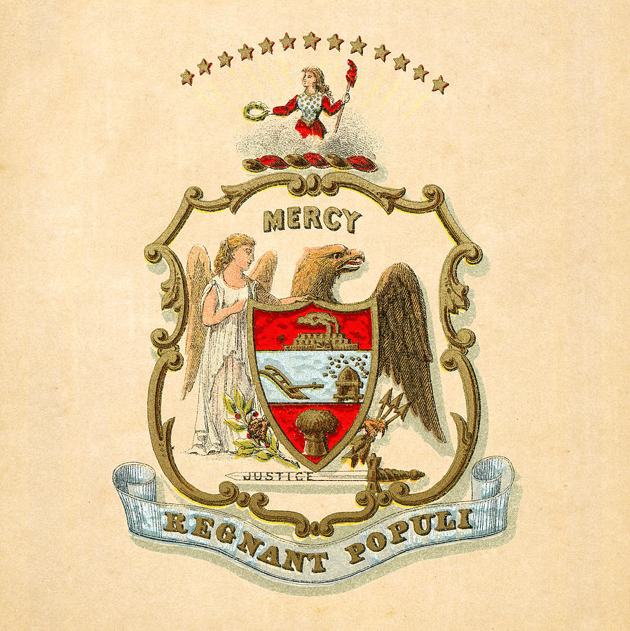 Arkansas Historical Coat of Arms circa 1876 Digital Art by Serge Averbukh