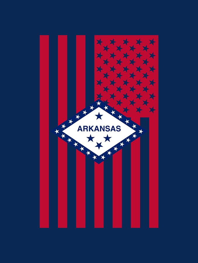 Arkansas State Flag Graphic USA Styling Digital Art by Garaga Designs