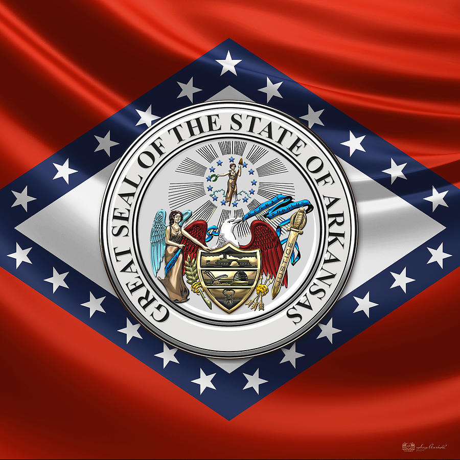 Arkansas State Seal over Flag Digital Art by Serge Averbukh