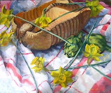 Armadillo Basket And Daffodils Painting by Margie Guyot Armadillo Basket And Daffodils Painting by Margie Guyot