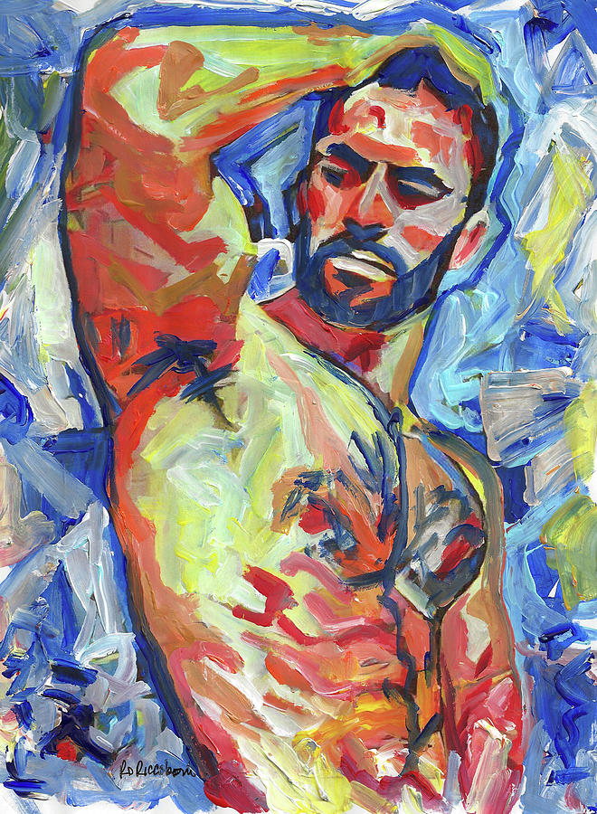 Abstract Painting - Armed and Dangerous Male Nude by RD Riccoboni