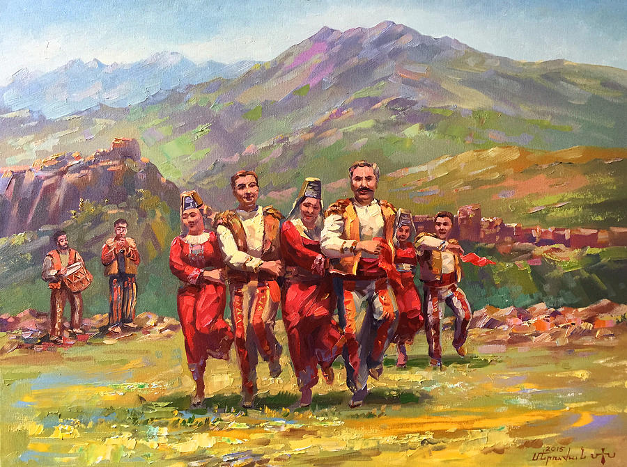 Armenian Dance Painting - Armenian dance of armenian mountains by Meruzhan Khachatryan