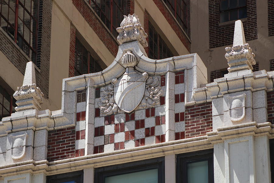 Armor and Shield Ornate Decoration on Brick Building Chicago Illinois Photograph by Colleen Cornelius