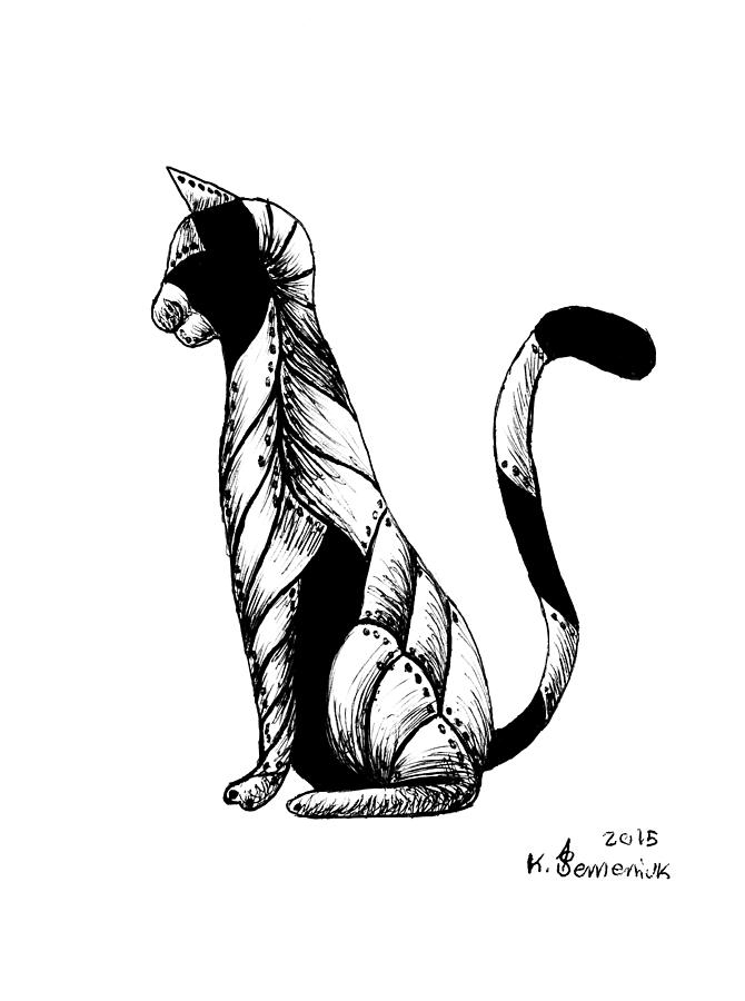 Cat Drawing - Armored Cat by Kayleigh Semeniuk