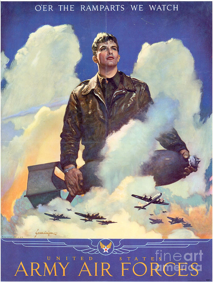 Army Air forces Poster Over the Ramparts we Watch Painting by Vintage Collectables