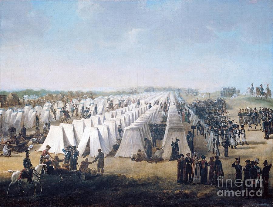Army Camp in Rows  Painting by MotionAge Designs