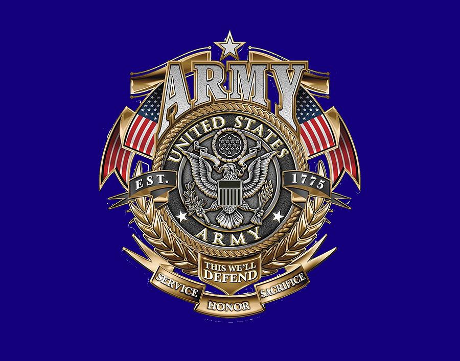 Army Insignia T-shirt Painting by Herb Strobino