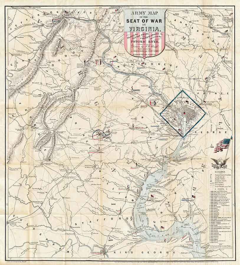 Baltimore Photograph - Army Map of Seat of War in Virginia 1862 by Stephen Stookey