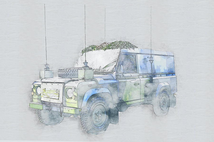 Army vehicle Drawing by Robert Chlopas