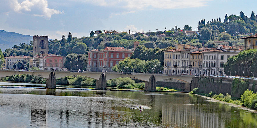 Arno River and Bridge Photograph by Allan Levin