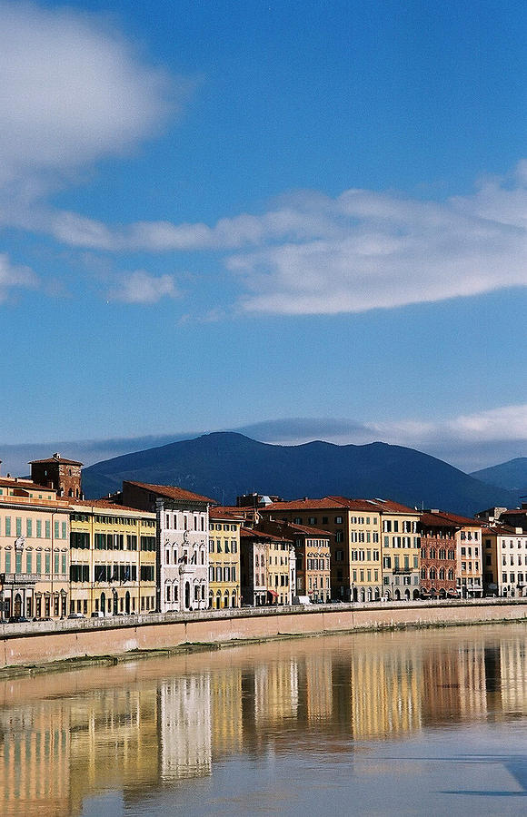 Landscape Photograph - Arno River Pisa Italy by Kathy Schumann