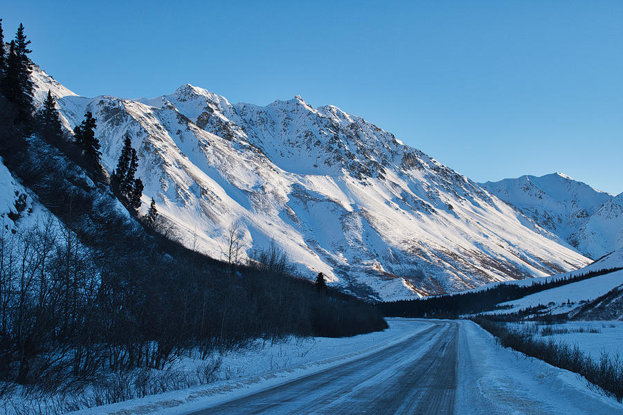 Around the Bend - Richardson Highway in Winter Photograph by Cathy Mahnke