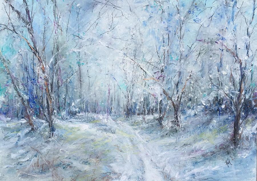 Winter Painting - Around the Bend by Robin Miller-Bookhout