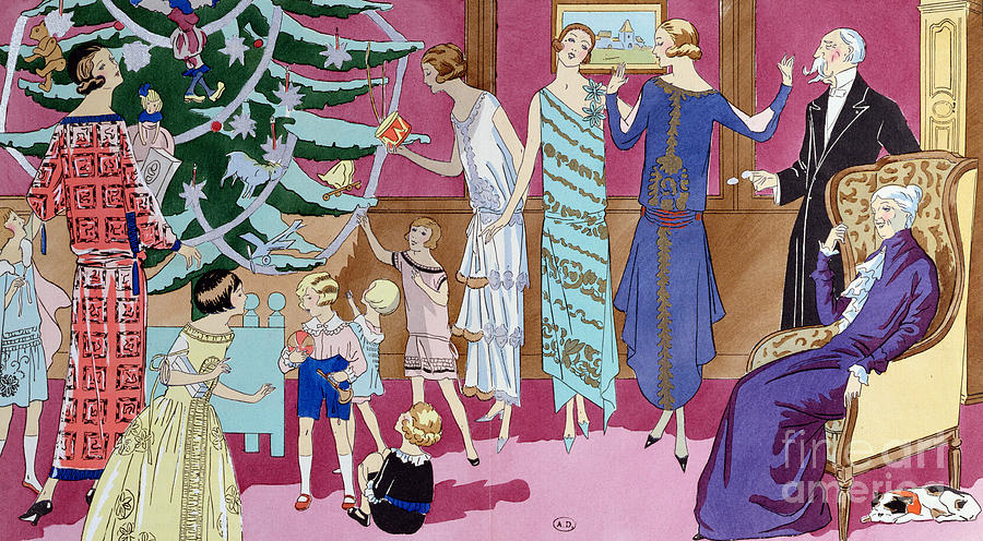 Around the Christmas Tree Painting by French School