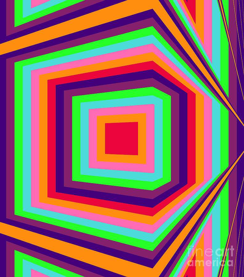 Around the corner geometrical abstract colourful op art Digital Art by Heidi De Leeuw