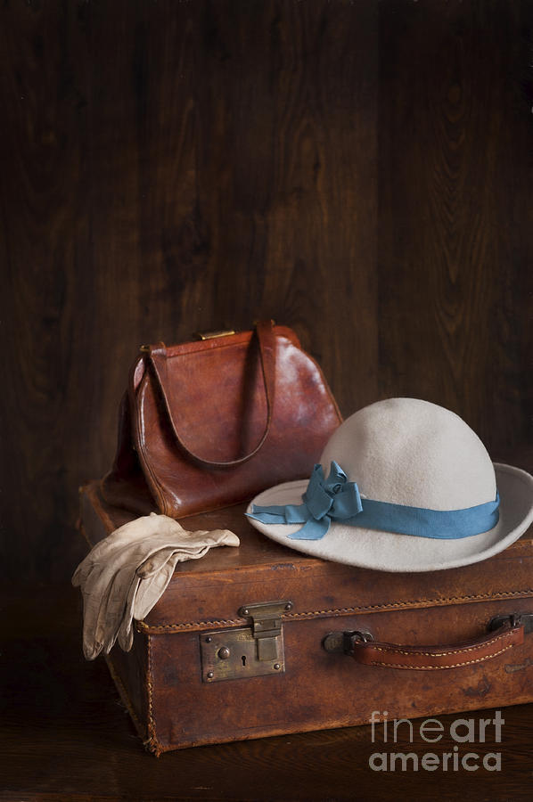 Arrangement Of Vintage Ladies Objects Hat Gloves And Suitcase Photograph by Lee Avison