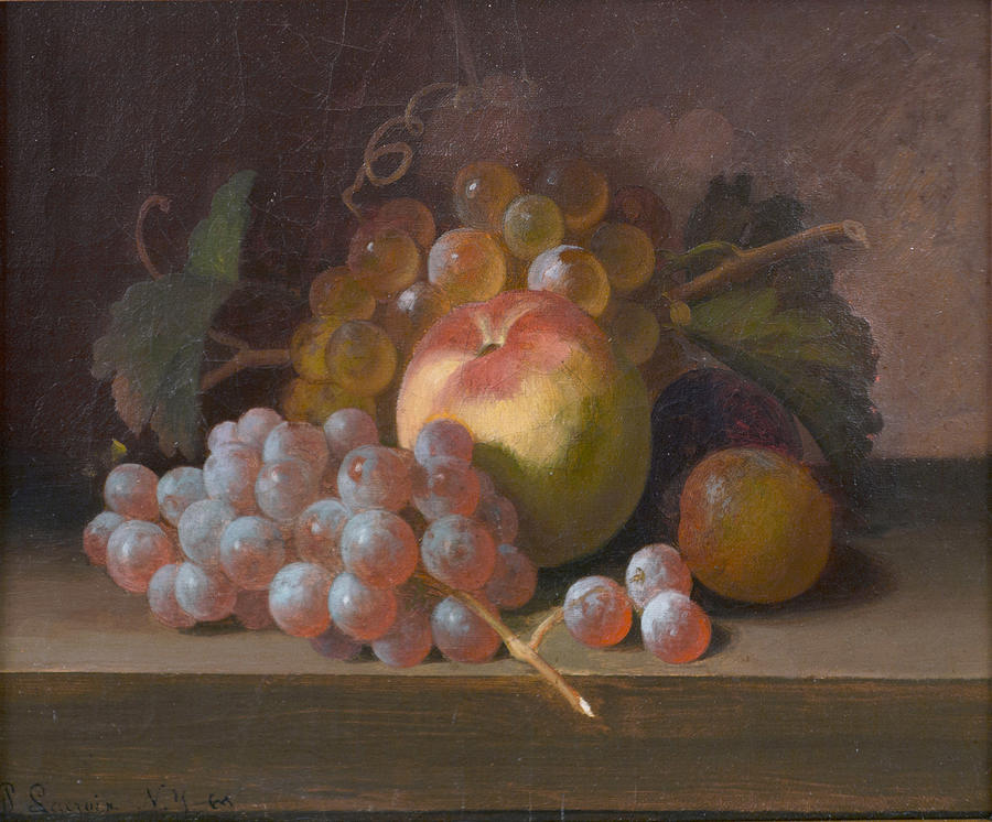 Arrangement with Grapes and Apple Painting by MotionAge Designs