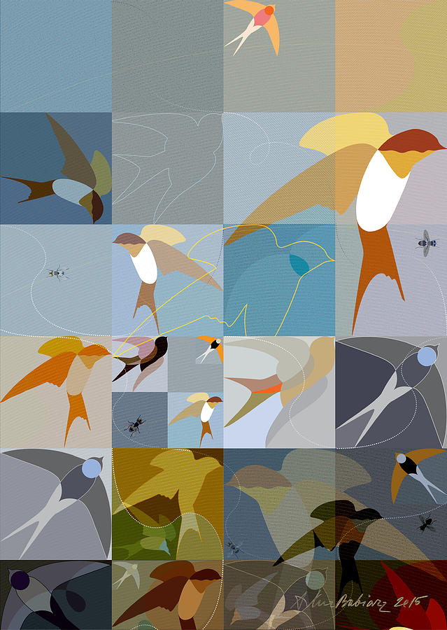 Music Drawing - Arraygraphy - Birdies Triptych part1 by Arthur Babiarz