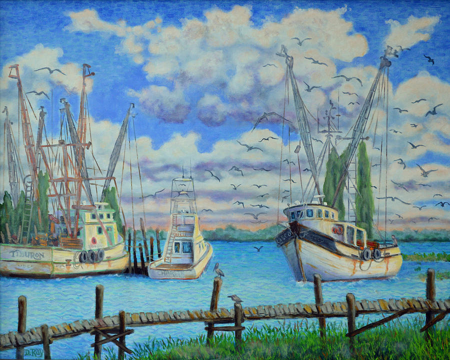 Arrival of the Lady Eva on Shem Creek Painting by Dwain Ray