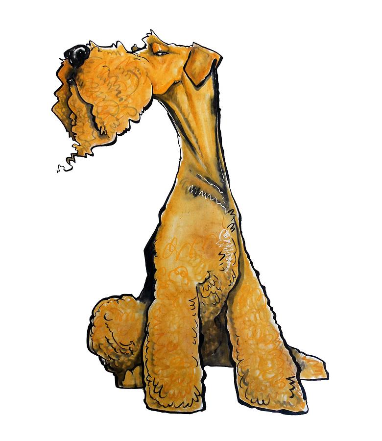 Dog Drawing - Arrogant Airedale by John LaFree