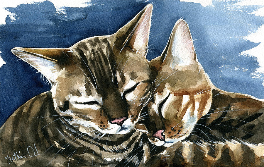 Arrow and Nala Bengal Cat Painting Painting by Dora Hathazi Mendes