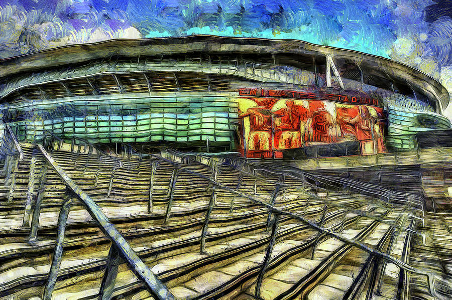 Arsenal FC Emirates Stadium Van Gogh Mixed Media by David Pyatt
