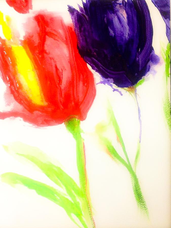 Art Class Tulips Painting by Desmond Raymond