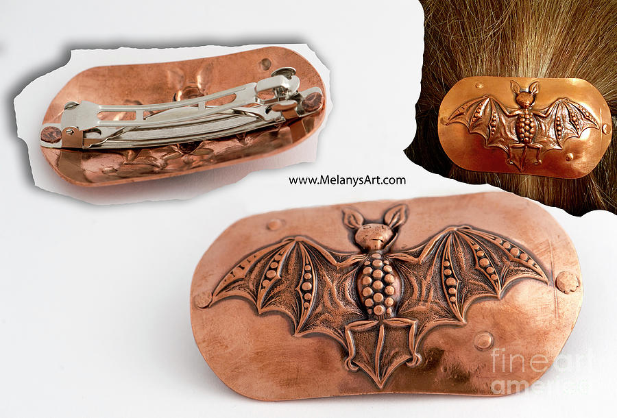 Art Deco Bat Hair Barrette Jewelry by Melany Sarafis