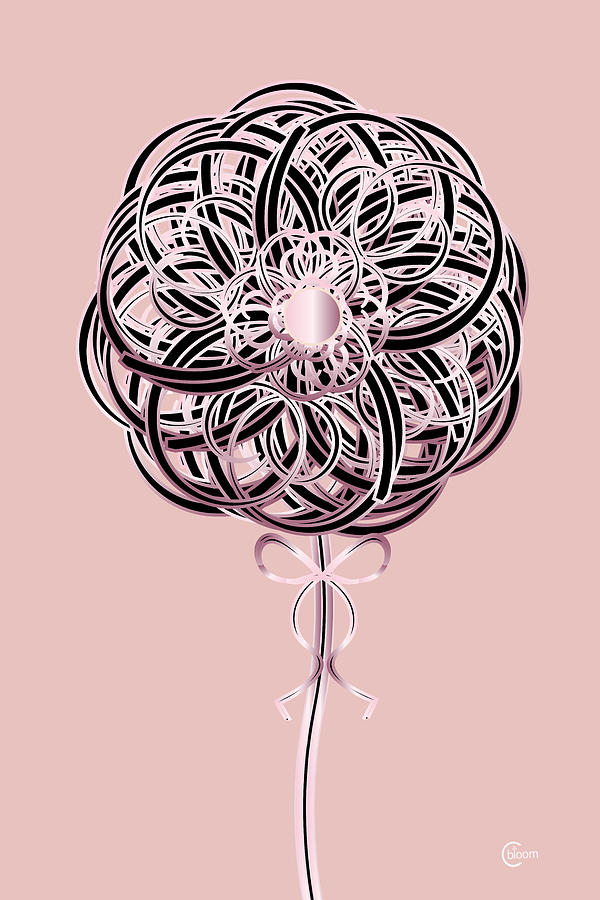 Pink Ribbon Rose  Digital Art by Cecely Bloom