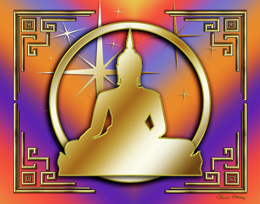 Art Deco Buddha - Stars Digital Art by Chuck Staley