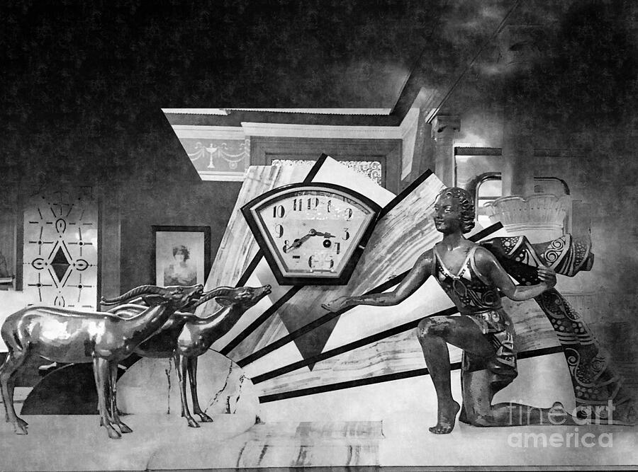 Art Deco Clock Monochrome Photograph by Jenny Revitz Soper